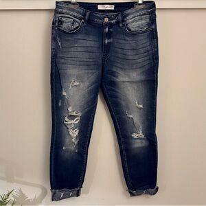 KanCan Dark Blue Distressed Ankle Jeans